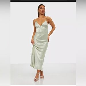 Elegant Sage‎ Green Satin Slip Dress BARDOT